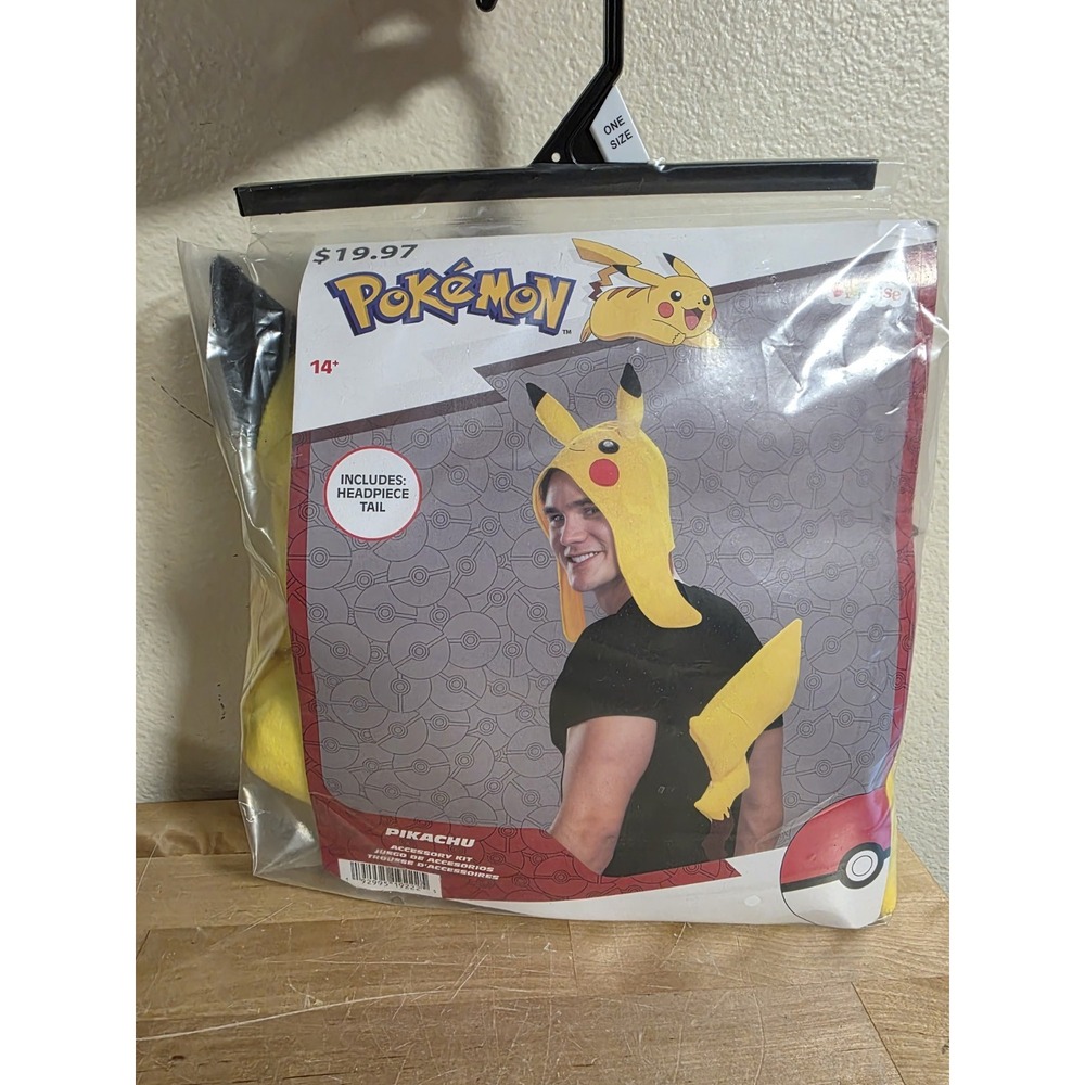 Adult Pokemon Pikachu Costume Kit Headpiece & Tail NEW Cosplay Halloween